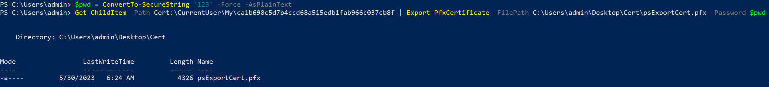 Export-PfxCertificate